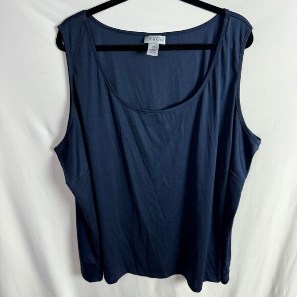 Maggie Barnes for Catherines Womens Tank Top Blouse Size 5X Navy Blue Sleeveless - Picture 1 of 4
